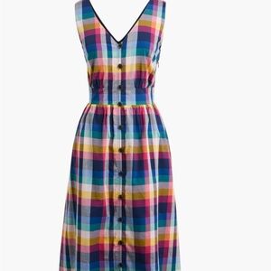 J Crew madras midi dress